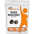 BulkSupplements Black Maca Powder - Maca Supplement, from Black Maca Root - Black Raw Maca, for Men & Women - Vegan, Gluten Free, 750mg per Serving, 500g (1.1 lbs) (Pack of 1)