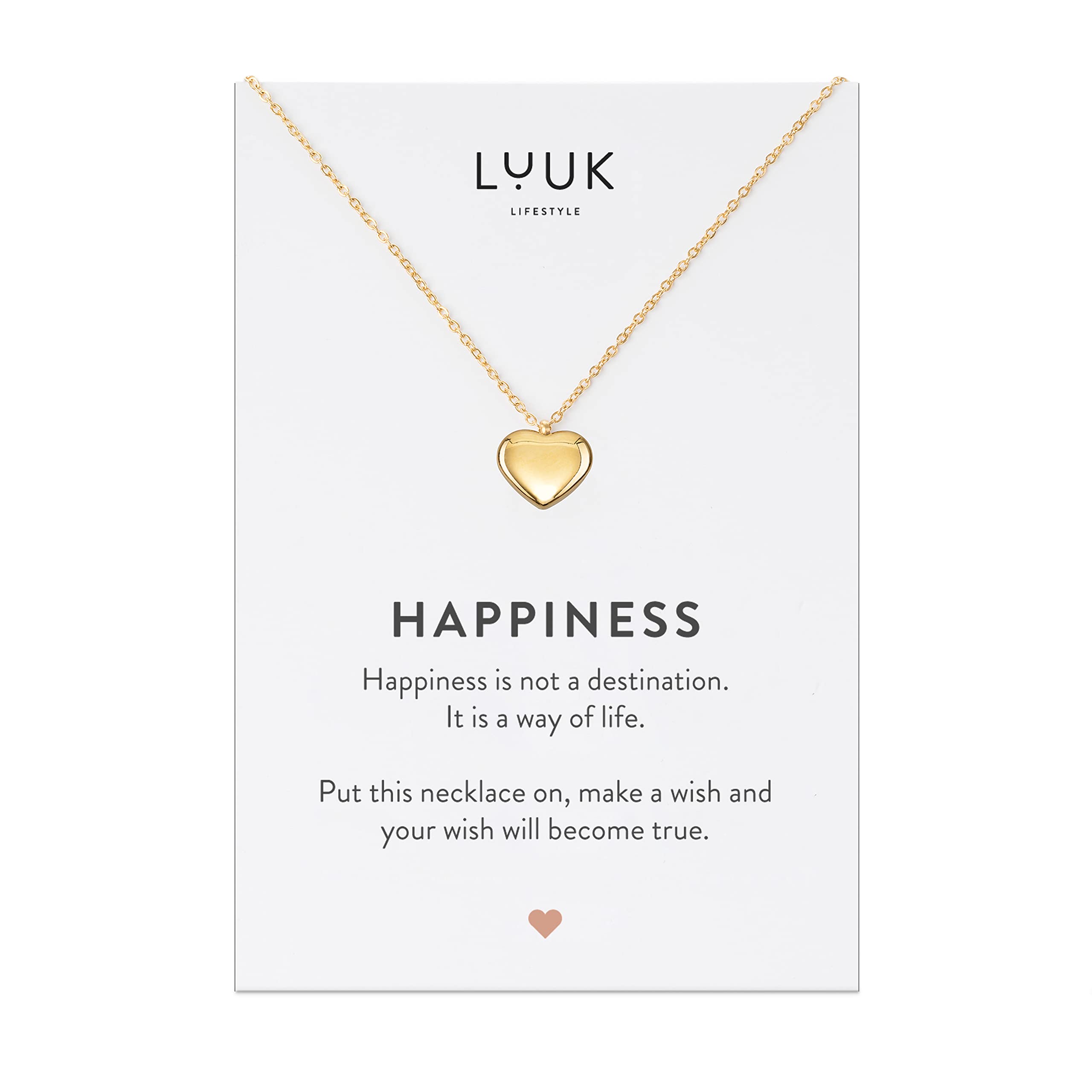 LUUK LIFESTYLE Stainless Steel Pendant Necklace for Women Waterproof 50cm Chain Modern Necklace Gift for Her Gold Heart โ image 1