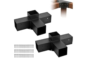 OUTMAX 4x4 Woodworks Pergola Brackets Kit with 4-Way Corner Extension Brackets, Metal Brackets for Wood Beams, Gardens, Carport and Metal Gazebo Kits