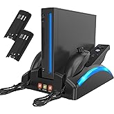 KEKUCULL Game Organizer Station for Wii Remote Charger, Charging Dock Station for Controller, Wii Stand with 2 Pcs Rechargeable Battery for Wii Console Nunchuk Game Accessories Kit Storage