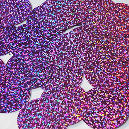 Round Flat Sequin 40mm Orchid Light Purple Hologram Glitter Sparkle. Couture Paillettes. Made in USA
