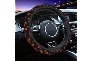 KUOAICY Red Hearts Cherry Steering Wheel Covers Non Slip Neoprene Steering Wheel Protector Universal 15 inch for Men Women Car Trucks