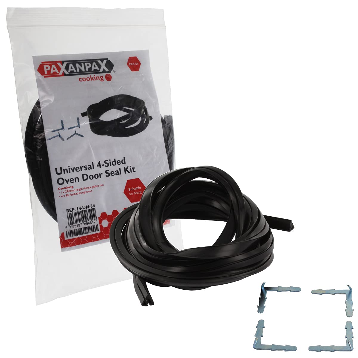 Paxanpax Universal Retail Packed 4-Sided Silicone Rubber Oven Door Gasket Seal Kit, 14-UN-34