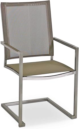 Amazon De Monbea Venus Freischwinger Stuhl Gestell Edelstahl Hochwertiger Gartenstuhl Mit Batyline Bespannung Taupe Und Aluminium Akzenten