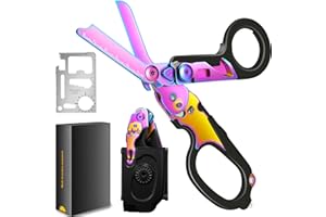 ZHEJIBBANG Trauma Shears Foldable with Compatible Holster, Multi Tool Emergency Response Trauma Shear for Nurses, Multi-function Outdoor EMT Tactical XShears, Trauma Scissors with Gift Box(Black Magic)