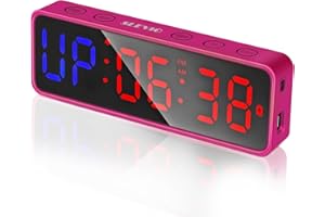 SLEVIO Portable Gym Timer, Fitness Timer Clock, Large LED Digital Anti Vertigo Display, Home Gym Accessories Upgraded Workout Timer for Gym Home Garage Schools (Green)