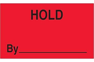 Discount Tag & Label "Hold by" Labels/Stickers, 3" x 5", Fluorescent Red, 500 Labels Per Roll (1 Roll)