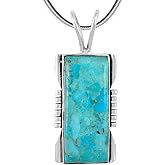 Turquoise Pendant Necklace 20" Sterling Silver 925 Genuine Gemstones