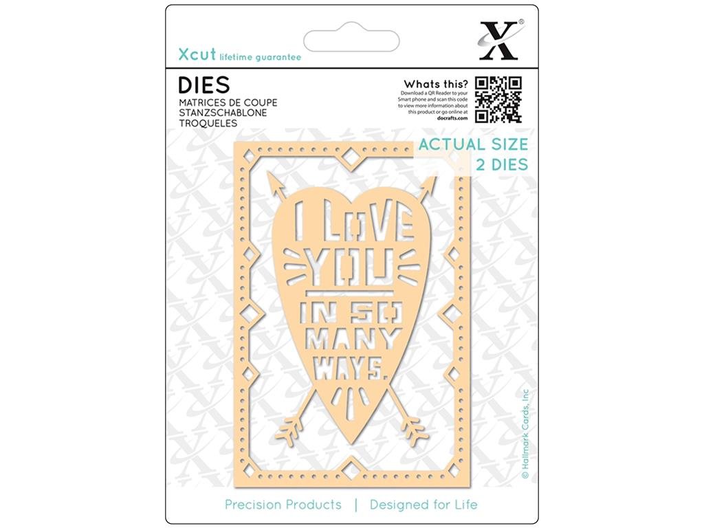 Xcut Dies I Love You, 2 Pieces, Carbon Steel, Art & Craft, Cutting Tool Supplies, For Beautiful Decoration, Card Making, Gift Tag, Wrapping, Scrapbooking, Invitation Making, Crafters Companion