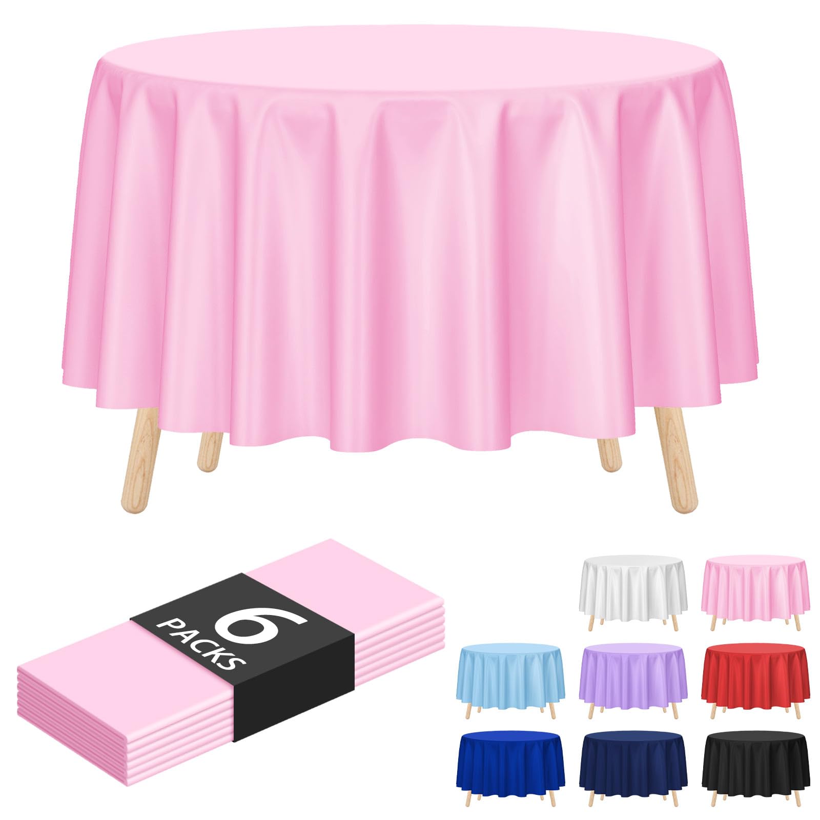 Kopokita 6 Pack Pink Round Disposable Plastic