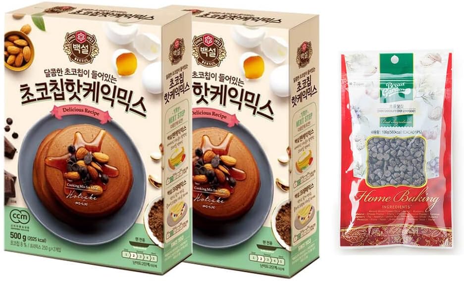 BaekSull Chocolate Chip Pancake Mix with Baking Chocolate Chips, Set of 3