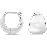 Charmsy 925 Sterling Silver Small Huggie Hoop Earrings for Women | U-Shape Chain Link Hinged Hoops Earring | Women's Silver Hoop Earrings