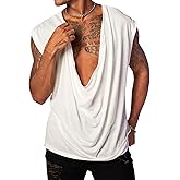 PASLTER Mens Tank Tops Sleeveless T Shirts Deep V Neck Loose Casual Summer Beach Basic Tank Shirts