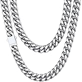 ChainsHouse Stainless Steel Mens Cuban Link Chain, Black/ 18K Gold Plated Miami Cuban Chain Necklace, 5mm/7mm/9mm/12mm/14mm Width, No Tarnish& Durable Hip Hop Mens Jewelry, 18"-30", Send Gift Box