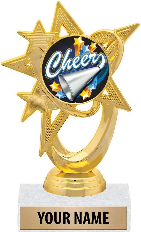 5.5" Gold Cheer Megaphone Trophies, Custom Astral Star