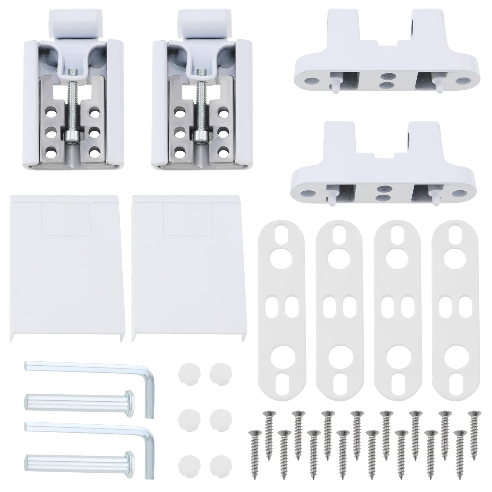 EMSea 2 Sets Door Flag Hinge Heavy Duty PVC French Doors Left Right Hinge, White