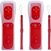 TechKen Wii Controller 2 Pack, Wii Remote Controller with Silicone Case and Wrist Strap, Wii Remote Controller for Wii/Wii U