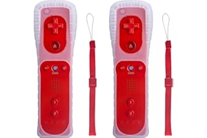 TechKen Wii Controller 2 Pack, Wii Remote Controller with Silicone Case and Wrist Strap, Wii Remote Controller for Wii/Wii U