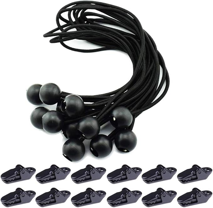 GTIWUNG Lot de 12 Tendeurs élastiques Noir, Tendeur Boule, Tendeur en