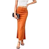 winkbay Women's Elegant A Line Maxi Skirt Dressy Casual High Elastic Waist Flowy Skirts