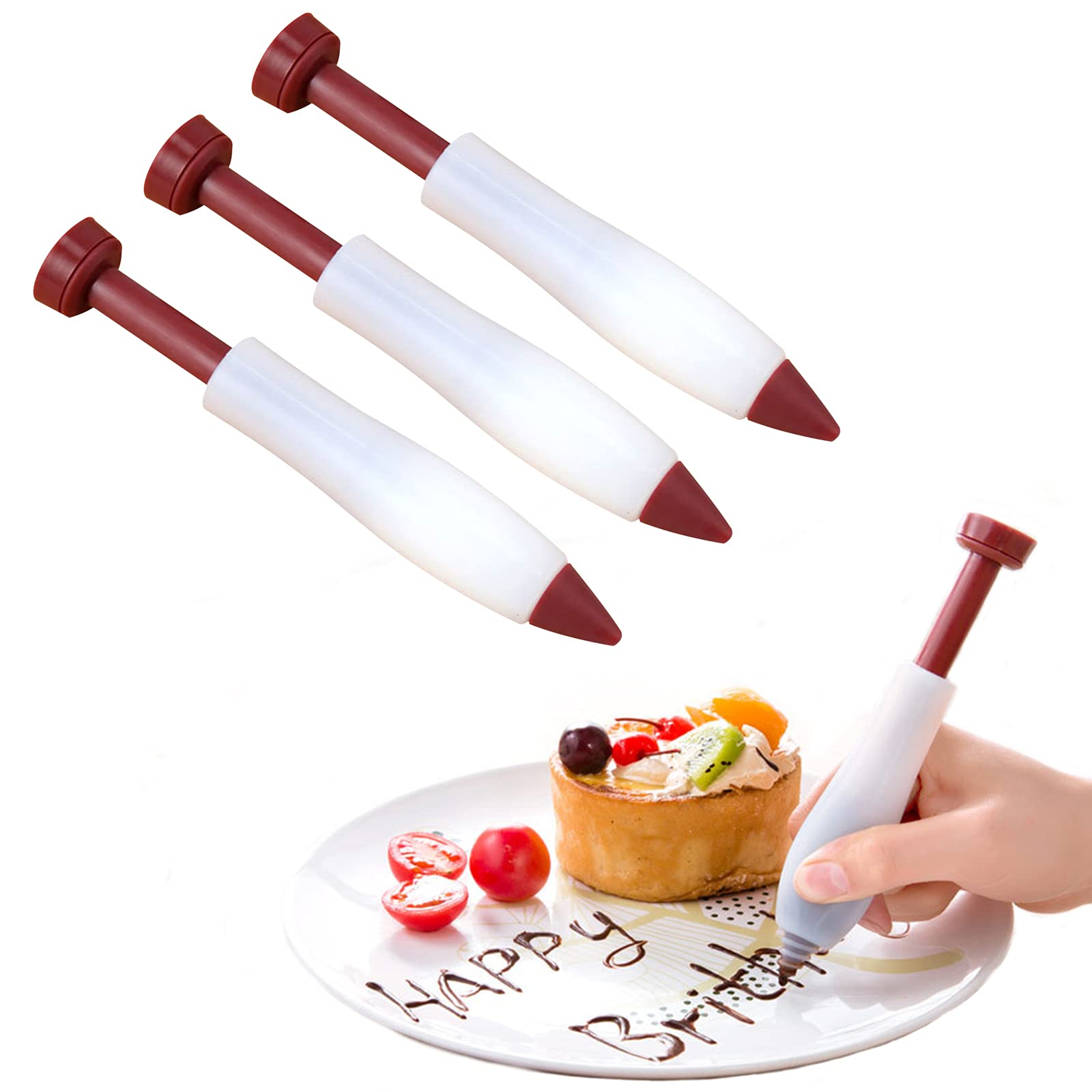 Kitchen Decorating Pen, Icing Piping Nozzles, Icing Piping Tools, Icing Piping Set for Cookies,Cake Writing Pen for Pastry Cream Cookie Chocolate (3 Pieces)