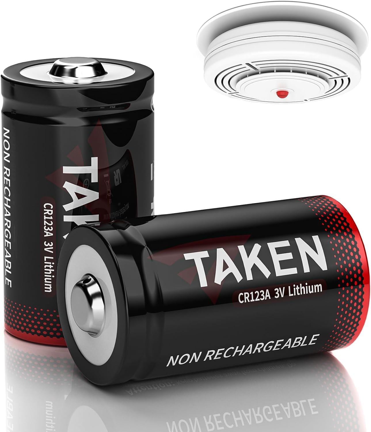 Taken 123a Lithium Batteries, 2 Pack CR123a Battery Non-Rechargeable for Smoke Detectors, Motion Detector, Glass Beak Detector, Alarm Sensor(10 Years Shelf Life)