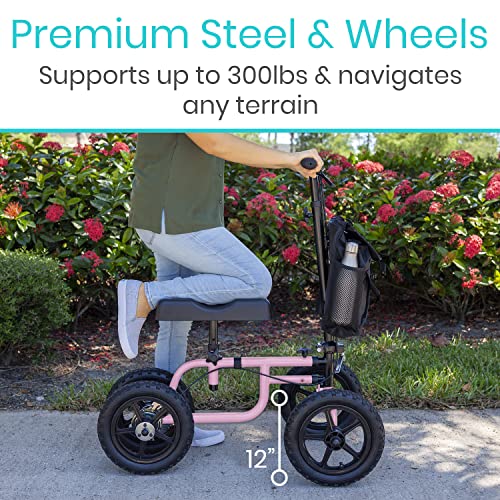 Vive Mobility All Terrain Knee Scooter Walker for Foot Injuries Adult Broken Leg Crutch Cart