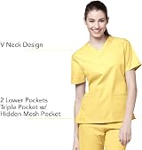 WonderWink 6016XYLW2XL Origins Women's Bravo Fit V-Neck Top Yellow 2X Large view 5