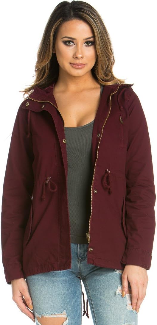 Hooded Parka Coat in Burgundy (Plus Sizes Available S-XXXL)