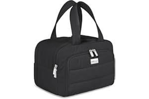 TOPDesign Travel Toiletry Bag for Women, Puffer Large Toiletry Bag, Lightweight Cosmetic Makeup Organizer with Handle for Tra