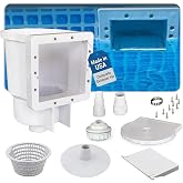 JED Pool Tools Above Ground Pool Skimmer - Made in USA, Square Mouth Thru-The-Wall Skimmer &amp; Accessory Kit