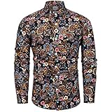 chinese dress ladies Pacinoble Mens Long Sleeve Fashion Luxury Design Print Dress Shirt, Gold8,  Large : Amazon.sg: Fashion main image 0