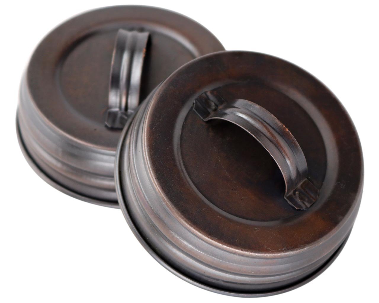Oil Rubbed Bronze Canister Lid With Handle For Mason Jars (4 Pack, Regular Mouth)