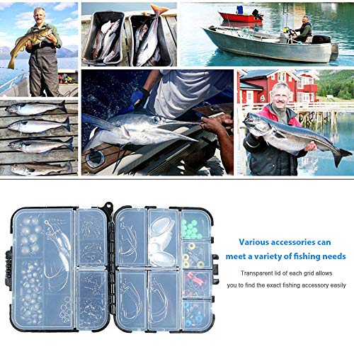 Allnice Angelzubehör-Set, 155-teilig, Angelausrüstung, inklusive Jighaken, Sinker-Gewichte, verschiedene Angelwirbel… – Bild 7