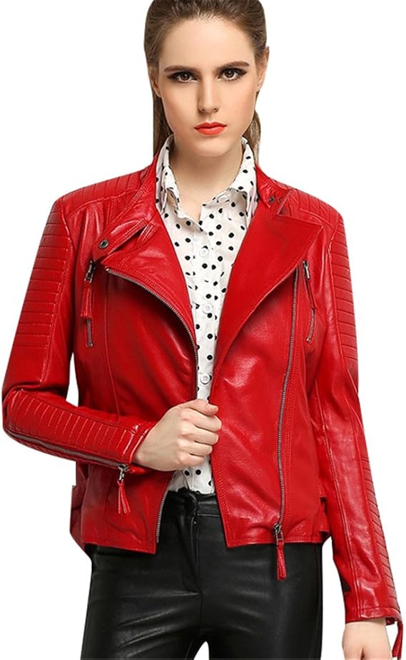 Amazon ライダースジャケット レディース レザージャケット ライダース ジャケット レザー ラムジャケット 大きいサイズ革ジャケット 革ジャンレッド ブラック キレイめアウター 本革 ラム羊革 春 秋 冬 レッド Xxl コート ジャケット 通販