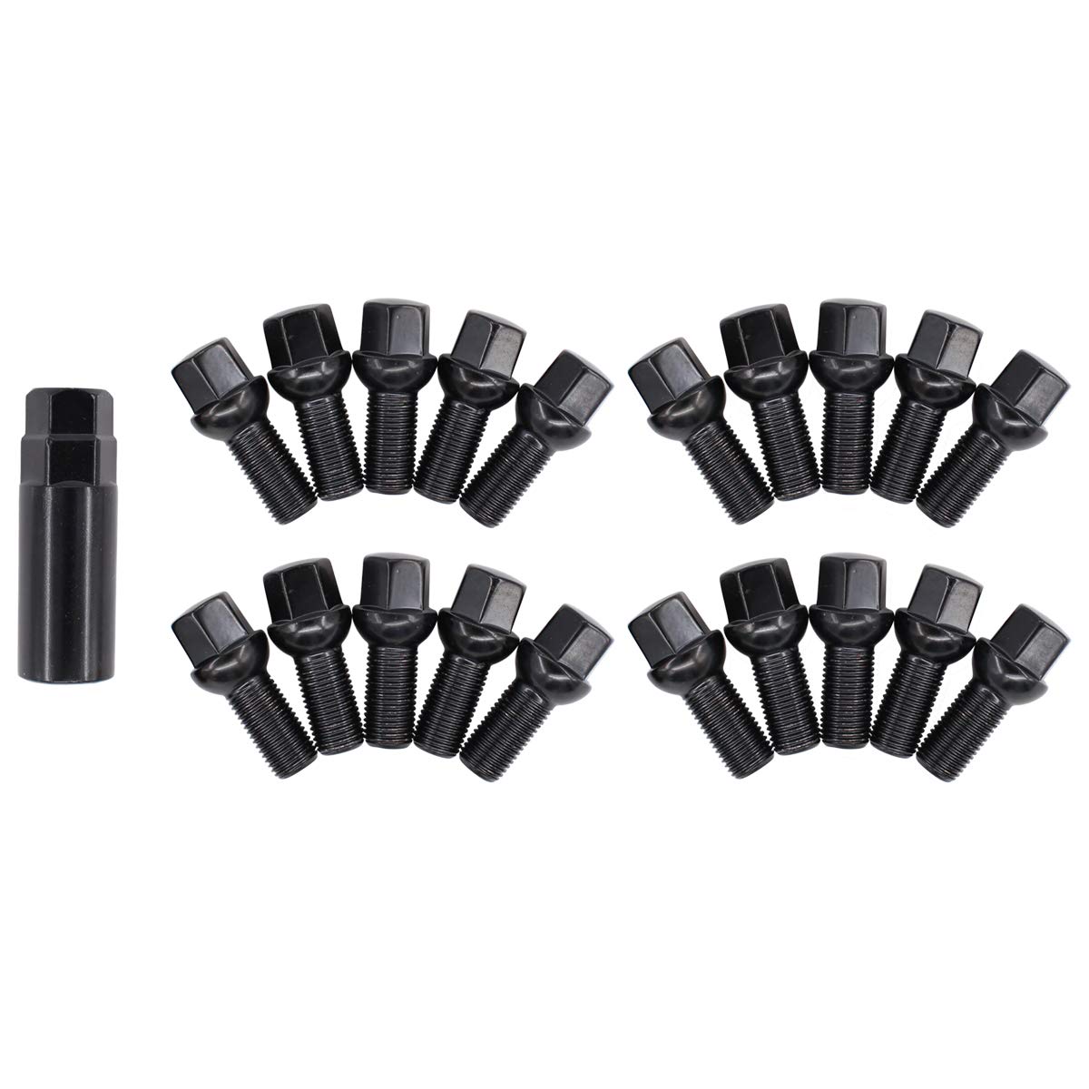Photo 1 of NewYall Pack of 20 Black Wheel Bolt Lug Nut for BMW 745i 750i 760i X5 Porsche 911 718 918 Boxster Volkswagen Beetle Cabrio CC Corrado Audi A1 A4 S6 TT Mercedes CLS500 E320 CLS63 SL65 Sprinter