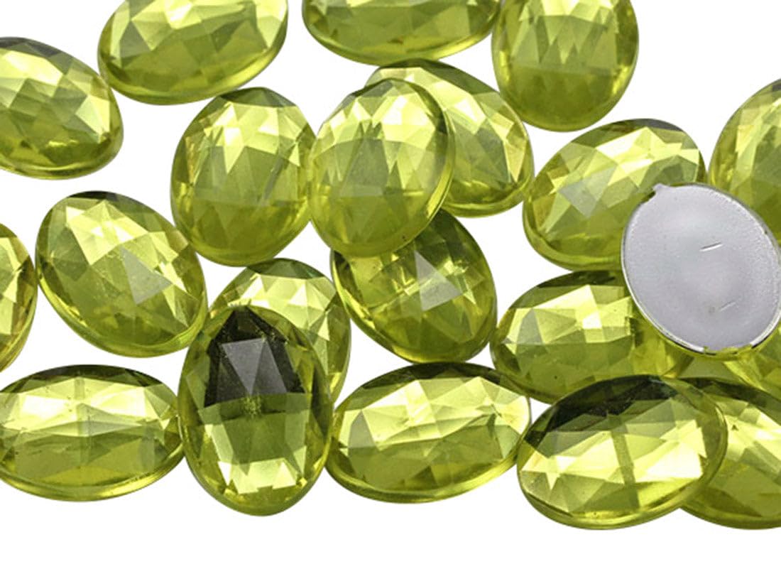 Allstarco 14x10mm Yellow Jonquil .JQ26 Flat Back Oval Acrylic Rhinestones Tiny Face Gems Body Jewels Card Making Embelishments - 45 Pieces โ image 1