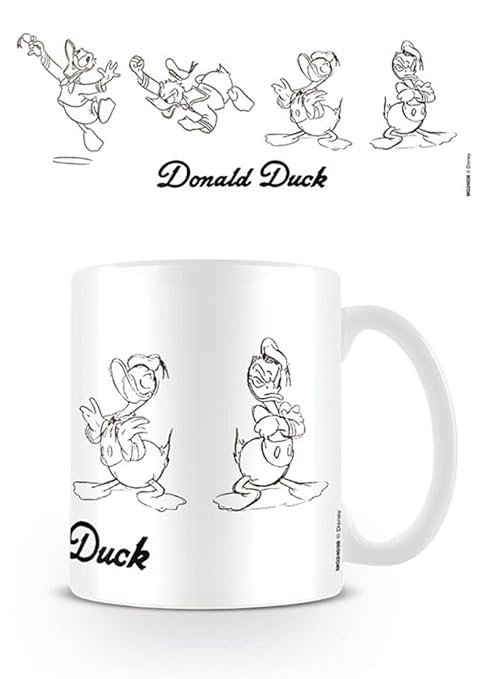 empireposter Donald Duck - Sketch - Disney Keramik Tasse Kaffeebecher - Größe Ø8,5 H9,5cm