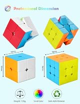 ROXENDA Speed Cube Set 2x2 3x3 Stickerless Original Fast Cube with Guide view 2