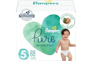 Pampers Pure Protection Diapers - Size 5, 88 Count, Hypoallergenic Premium Disposable Baby Diapers