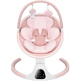 Baby Swing for Infants, Infant Swing with 5 Swing Speed | Built-in Soothe Melodies, 5-Point Harness, Electric Infant Swing with Bluetooth for Indoor &amp; Outdoor Use (Pink)