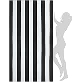WILFA Extra Large Beach Towel - Oversized Mircofiber Beach Towel 40'' x 70'', XL Striped Lightweight Pool Towel, Big Cabana Swim Travel Towel for Adults Mens Women,Black