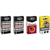 4 Boxes x 38g of Fazer Super Salmiakki Mix - Original - Finnish - Salty Licorice - Salmiak - Salmiac - Pastilles - Lozenges - Dragees - Drops - Candies - Sweets