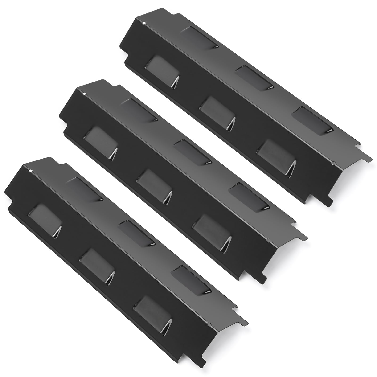 GFTIME 37CM Heat Plate for Charbroil, Kenmore, Thermos, Master Forge, Uniflame 750, Savor Pro, Porcelain Steel Heat Shield, Flame Tamer spare parts for Most Gas Grill, 3 Pack