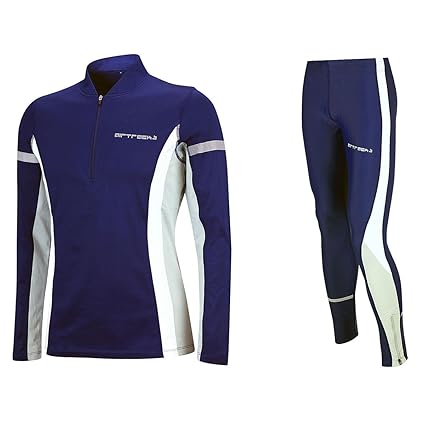 Airtracks Thermo Funktions Laufset für Damen oder Herren - Thermo Laufhose Lang + Thermo Laufshirt Langarm - Warm - Atmungsaktiv - Reflektoren