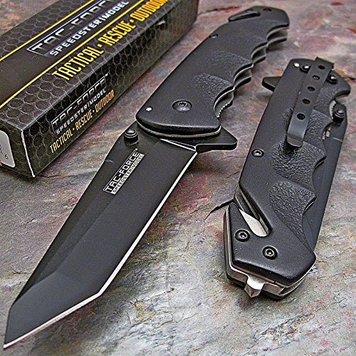 Tac-force black tanto tactical rescue pocket knife new