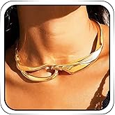 ACEDRE Chunky Gold Choker Necklace Thick Cuban Link Statement Chain for Women