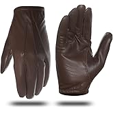 Harssidanzar Mens Thin Unlined leather police duty gloves GM031