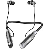 LANDIBO Wireless Bluetooth 5.0 Neck Earbuds with 100 Hours of Playback, IPX5 Waterproof Sports Earphones with Microphone, Magnetic, TF Card Slot, for Gym Running Exercises (A12)