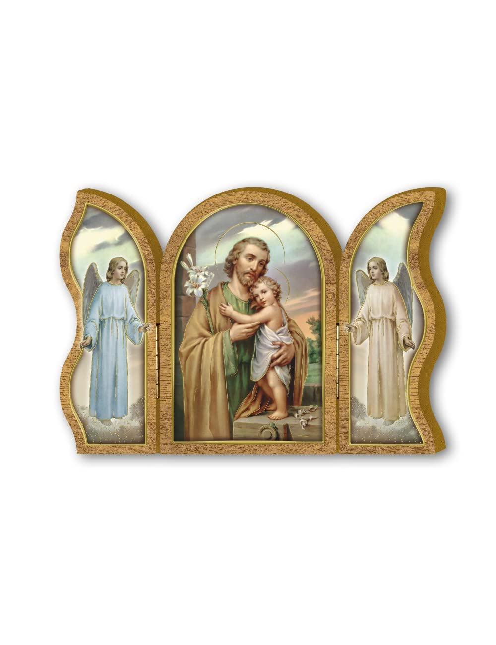 BONELLA BROTHERS Bonella Brothers | Devotional wooden triptych of Saint Joseph 6x9cm | Made in Italy